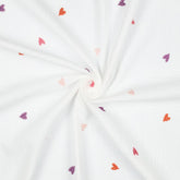 Musselin Double Gauze weiß mit Stickerei herzen