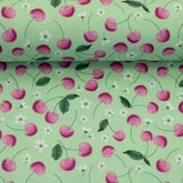 Baumwollstoff Webware mit Kirschen mint