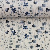 Rippjersey Mia Blumen Aquarell blau