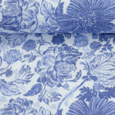 Musselin Blumenmuster Blaudruck Thea Swafing