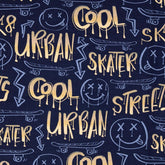 Baumwolljersey Cool Kids Grafitti blau