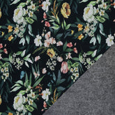 Alpenfleece mit Blumenmuster anthrazit - Stoffmeisterei