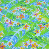 Baumwolljersey - Blüten Blumen Blätter - Dschungel - Lime - Stoffmeisterei