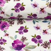 Baumwolljersey lila Blüten - Aron Swafing - Stoffmeisterei