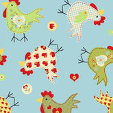 Baumwollwebware bunte Hühner - Stoffmeisterei