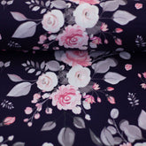 Baumwollwebware - Rose große Rosen auf dunkelblau Swafing - Stoffmeisterei