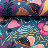 beschichtete Baumwollwebware - Blütenmuster grau pink - Leona Swafing - Stoffmeisterei