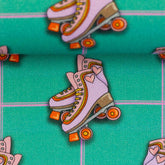 Canvas Happy - Rollschuhe türkis - Cherry Picking - Swafing - Stoffmeisterei