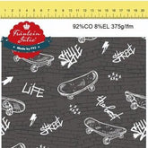 French Terry - Sommersweat - Skateboards und Grafitti grau - Fräulein von Julie - Stoffmeisterei