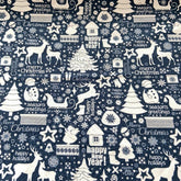 French Terry "Weihnachten" - weiß auf blau - Stoffmeisterei