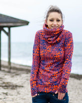 Jaquardjersey Animal print - blau orange - Mira - Swafing - Stoffmeisterei