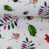 Musselin mit Herbstlichen Blättern Thea - Stoffmeisterei