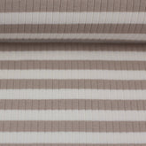 Rippjersey - Ribjersey - breite Rippen gestreift naturweiß camel - Stoffmeisterei