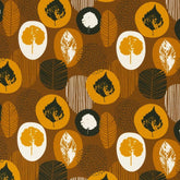 Sweat - Kuscheliger Sweatstoff senf/ ocker angeraut - Blätter Swafing Montreal - Stoffmeisterei