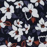 Viskosewebware - Blumen weiß auf blau - Stoffmeisterei
