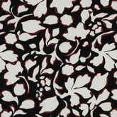 Viskosewebware Viskosepopeline Stretch - Blumen weiß auf schwarz - Stoffmeisterei