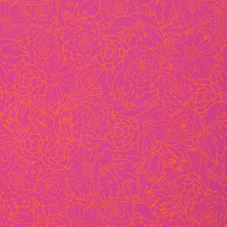 Jersey Sommer Blüten orange pink Trend