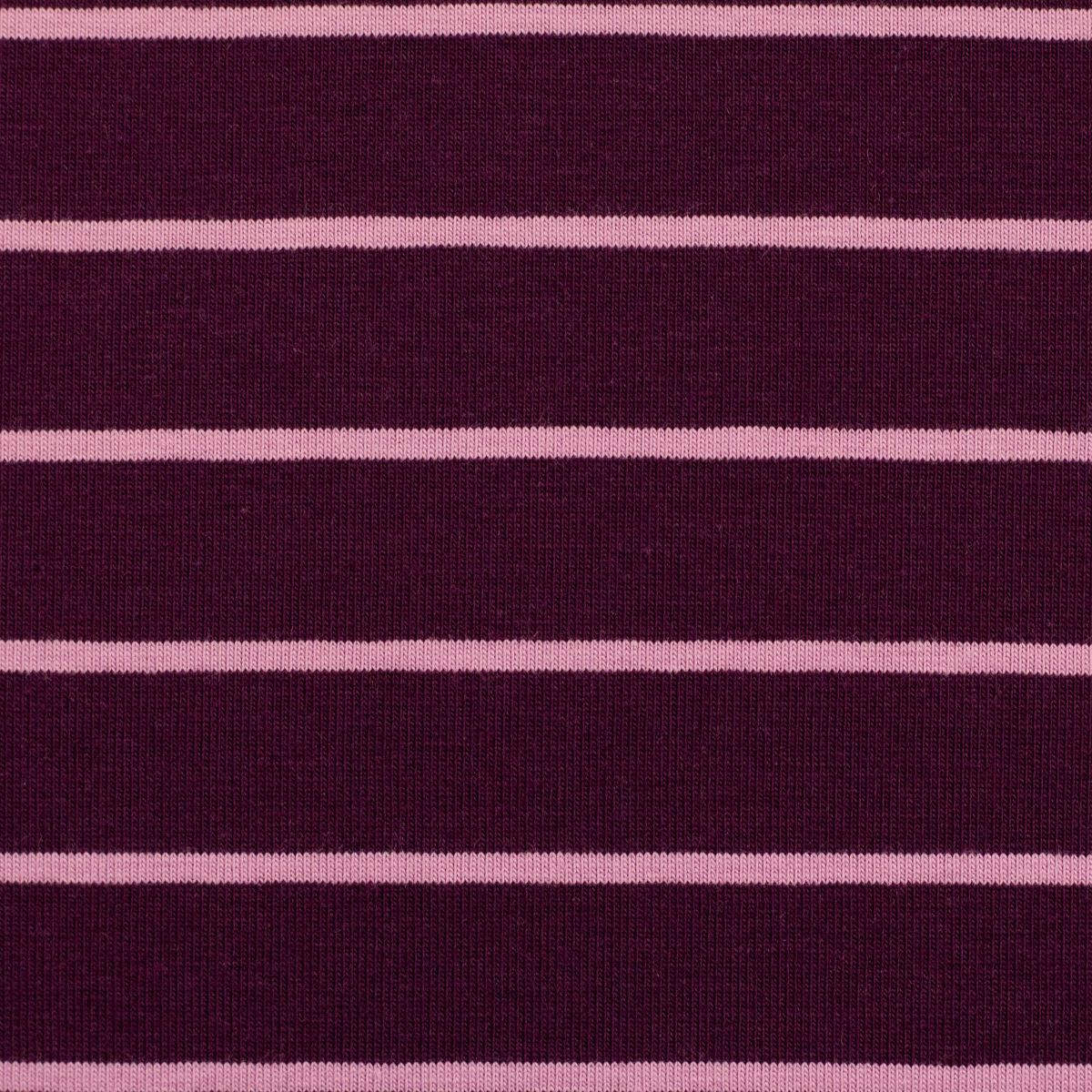 Jersey Stoff Streifen Isa bordeaux mauve