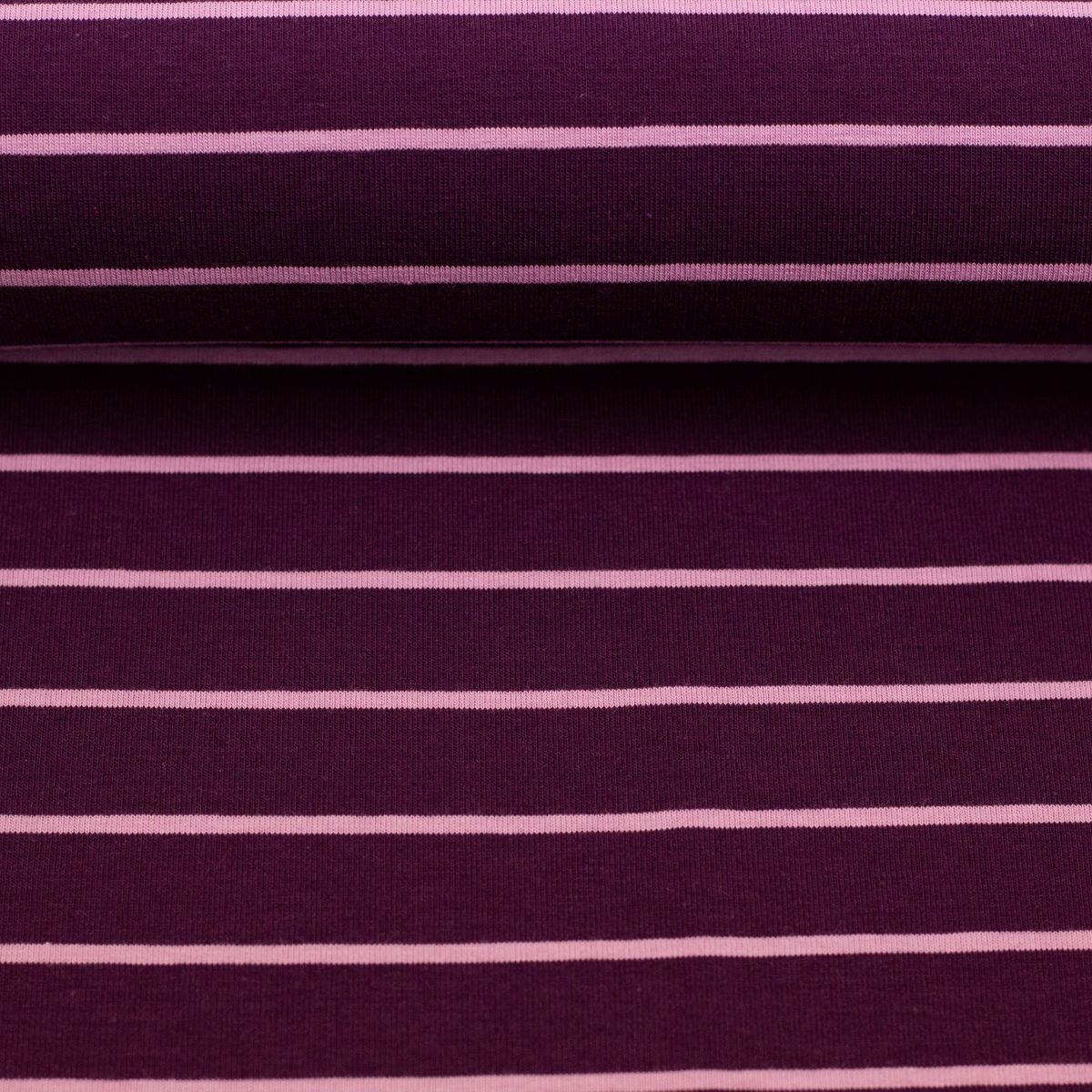 Jersey Stoff Streifen Isa bordeaux mauve
