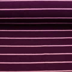 Jersey Stoff Streifen Isa bordeaux mauve