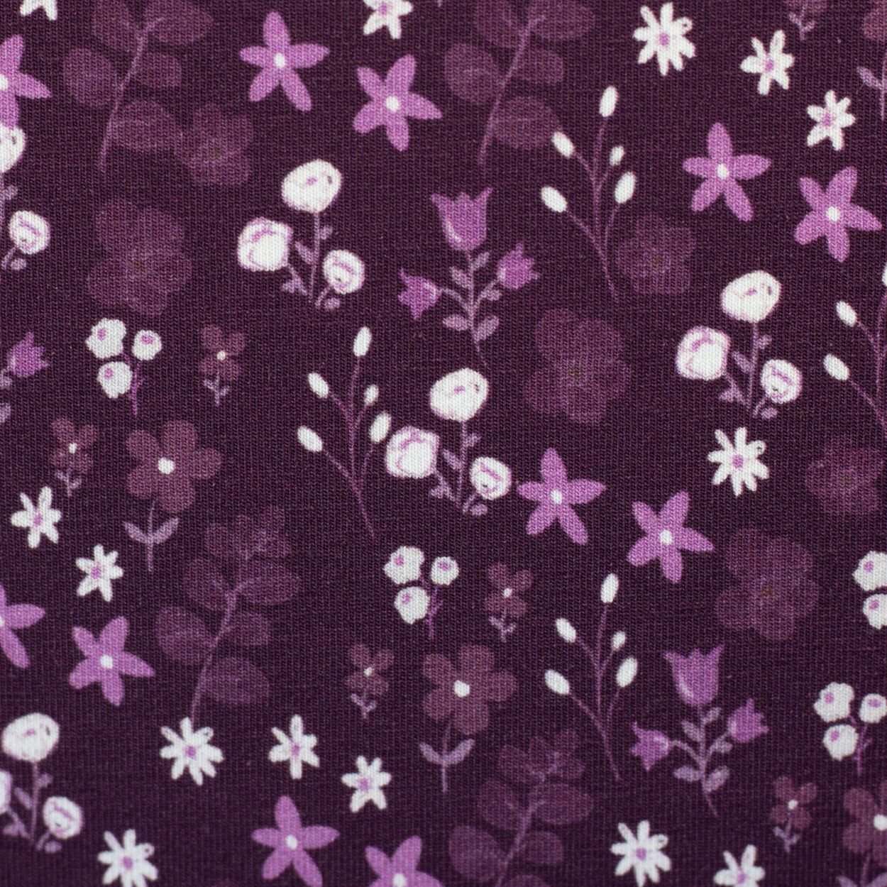 Baumwolljersey Winterbloom aubergine 