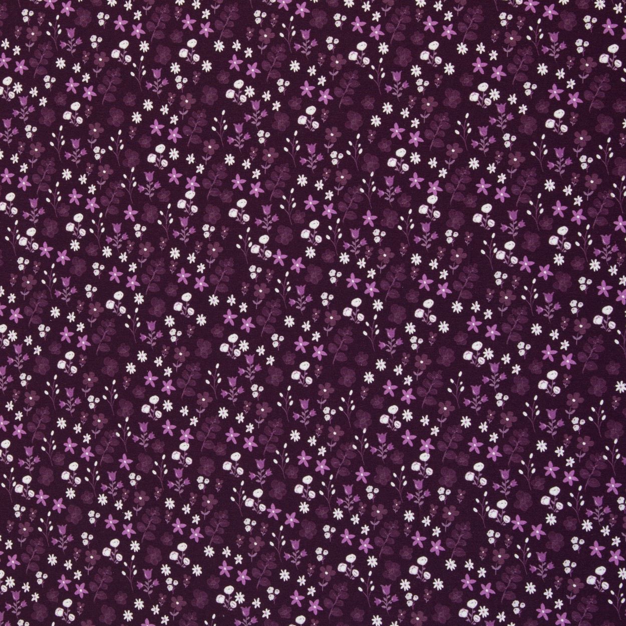 Baumwolljersey Winterbloom aubergine