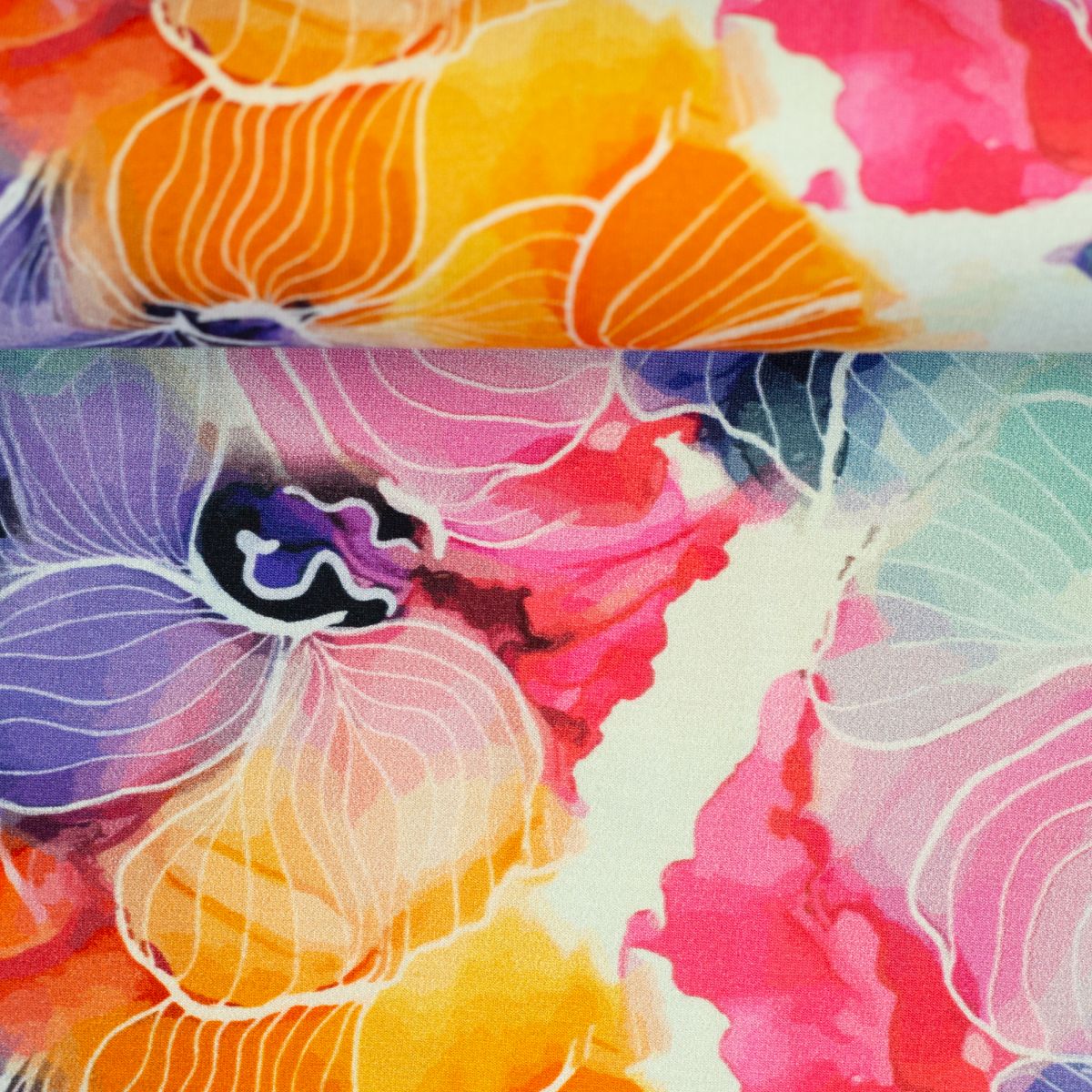 Viskosejersey mit buten Aquarellblumen Sizilien Swafing - Stoffmeisterei