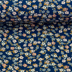 Baumwolljersey kleine Blumen blau Swafing Flowers and Wood