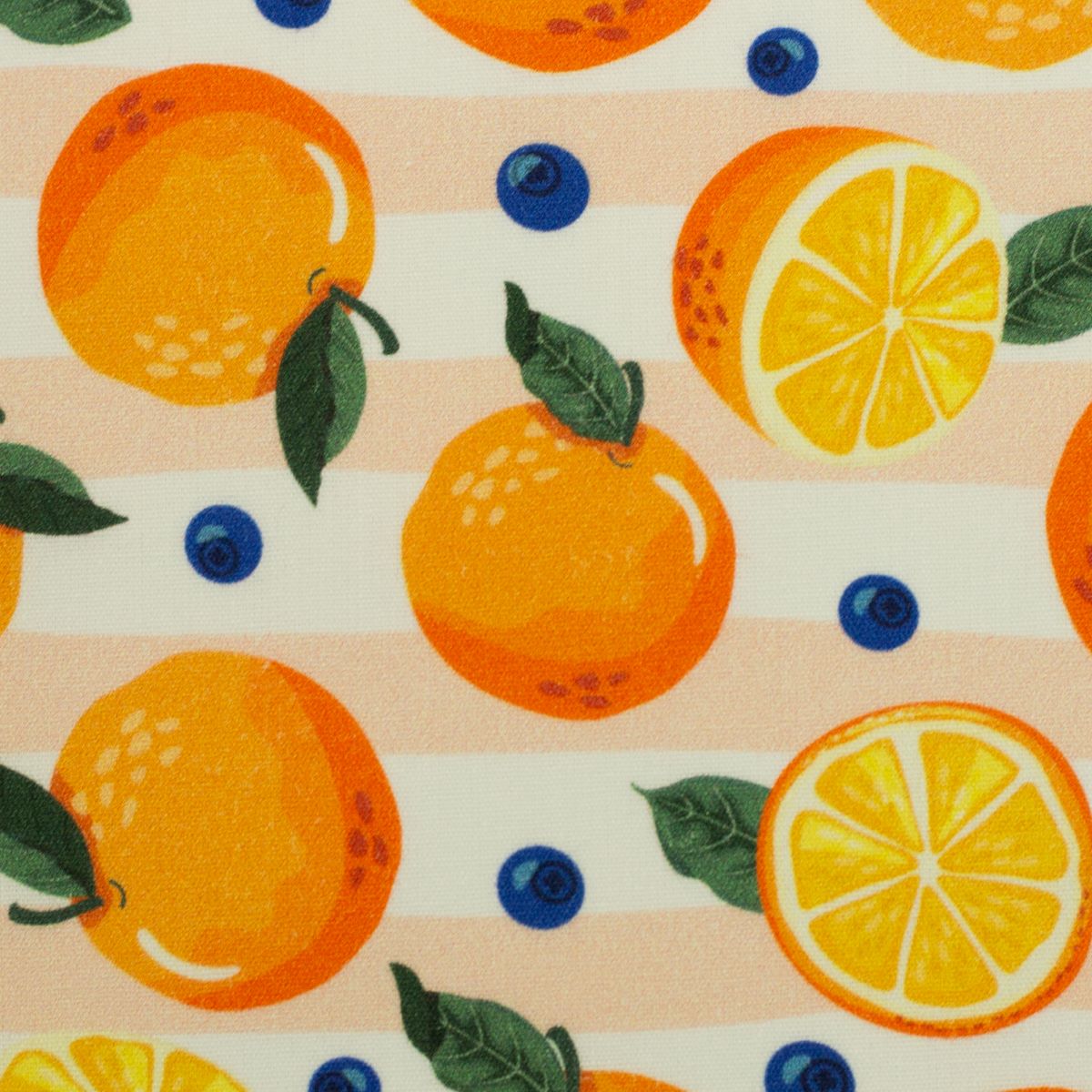 Baumwollstoff Früchte Orangen gestreift