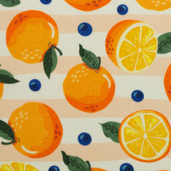 Baumwollstoff Früchte Orangen gestreift