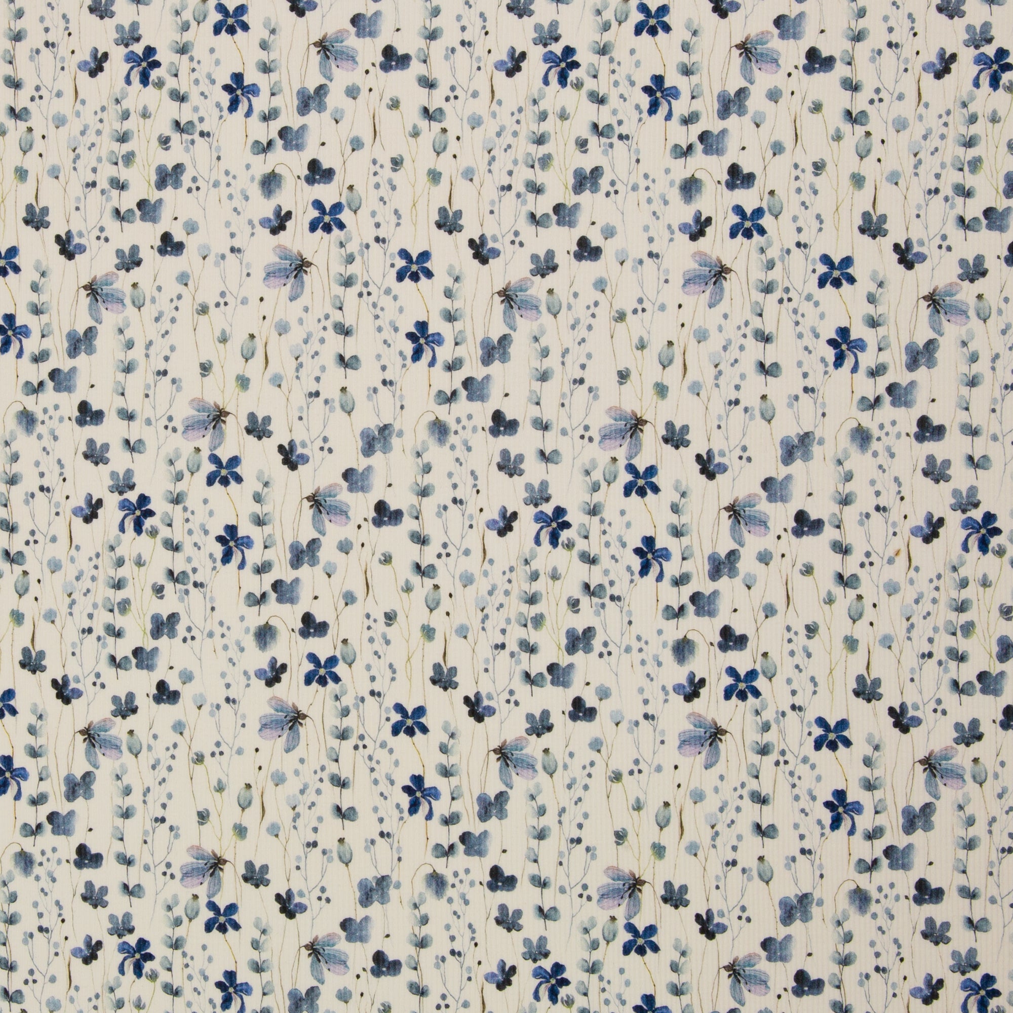 Rippjersey Mia Blumen Aquarell blau