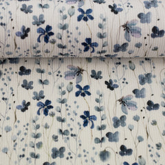 Rippjersey Mia Blumen Aquarell blau