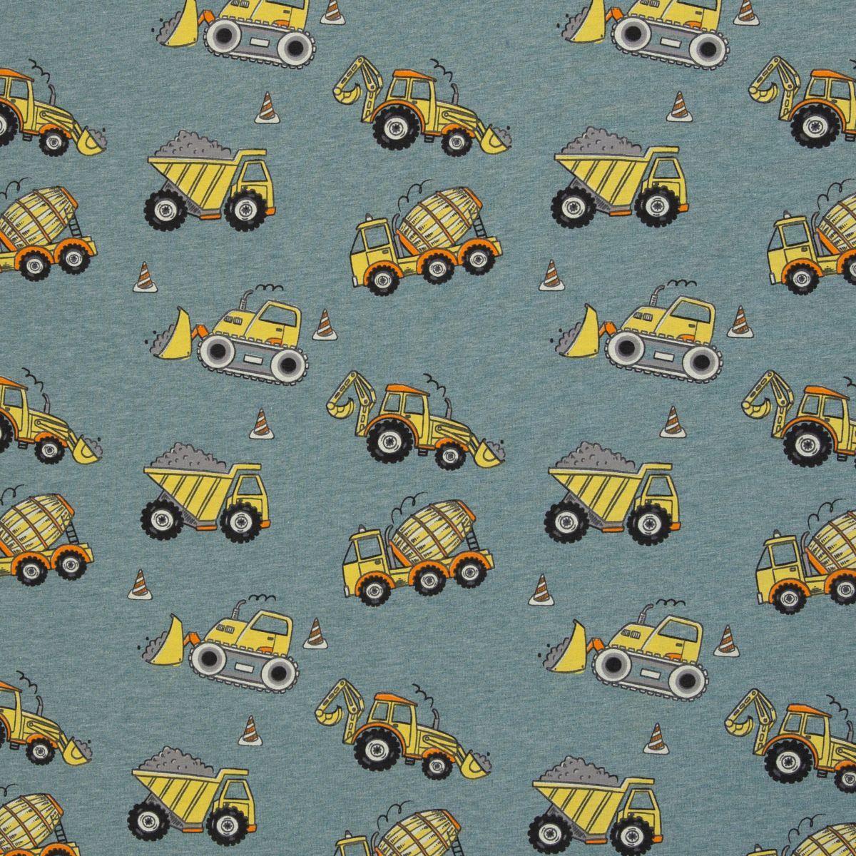 Sweat melange Baufahrzeuge Bagger salbei Nick Swafing