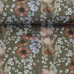 Baumwollwebware Blumen Garden of Dreams grün Swafing