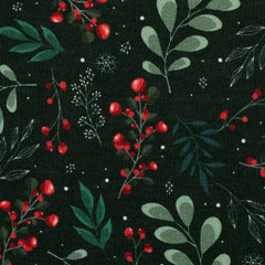 Sweat Holly Ilex Stechpalme Weihnachtsstoff Swafing