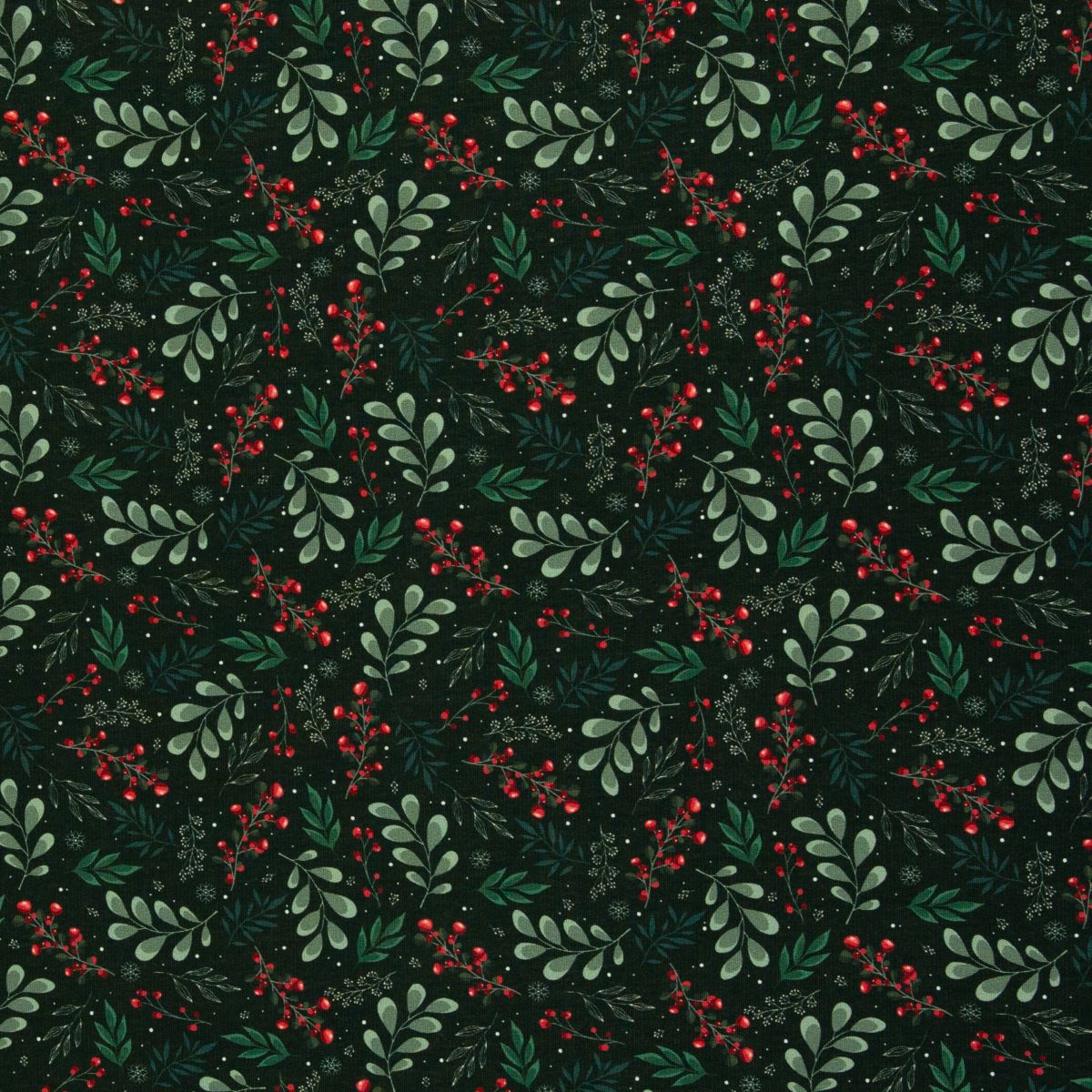 Sweat Holly Ilex Stechpalme Weihnachtsstoff Swafing