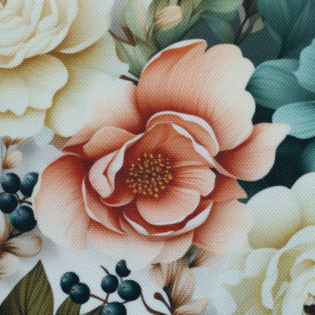 Oxford Stoff Flowing Bloom by Sarah Mariam Swafing - Blüten beige