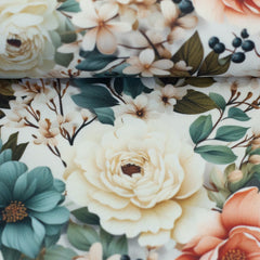 Oxford Stoff Flowing Bloom by Sarah Mariam Swafing - Blüten beige
