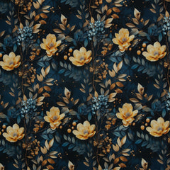 Oxford Stoff Flowing Bloom by Sarah Mariam Swafing - Blüten dunkelblau