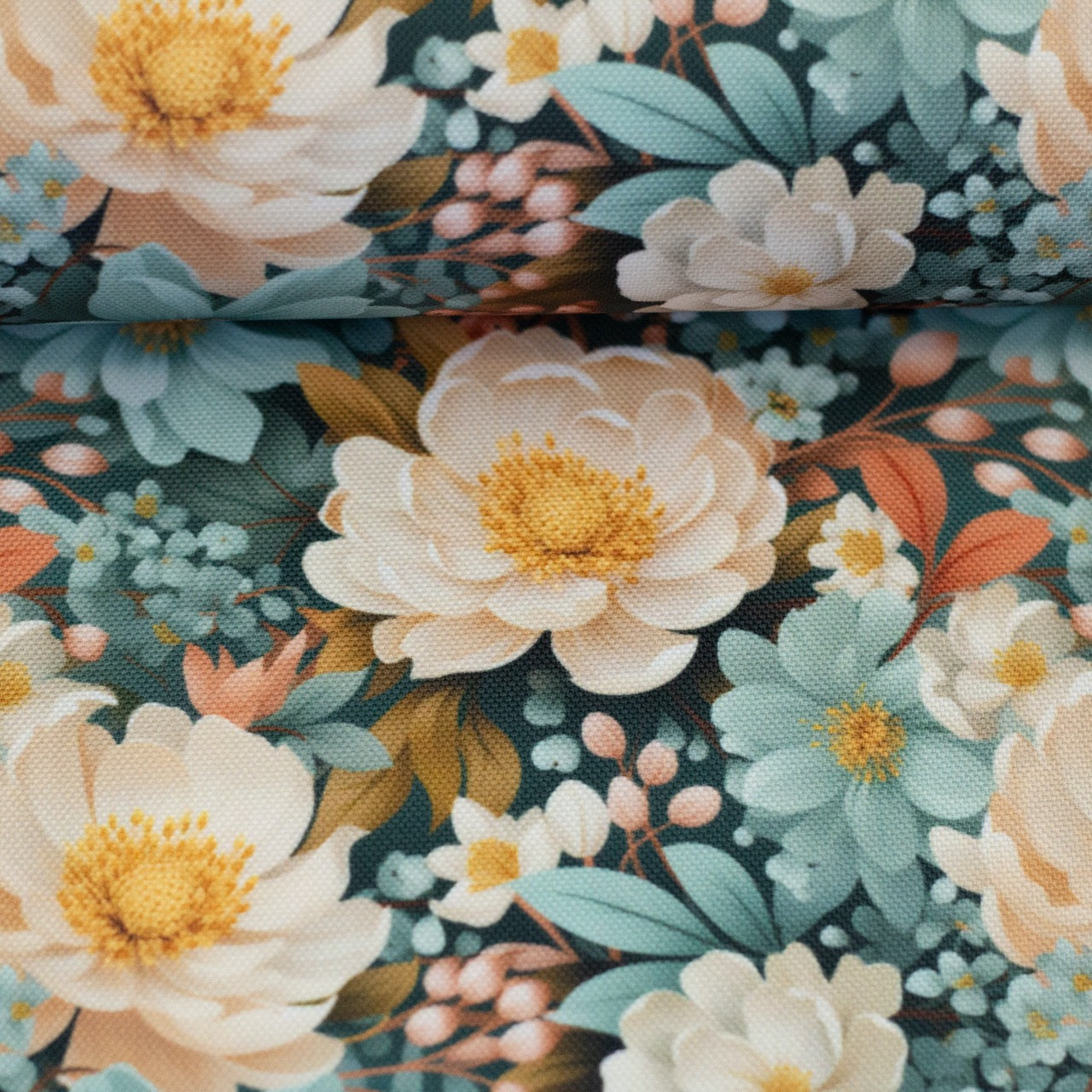 Oxford Stoff Flowing Bloom by Sarah Mariam Swafing - Blüten mint