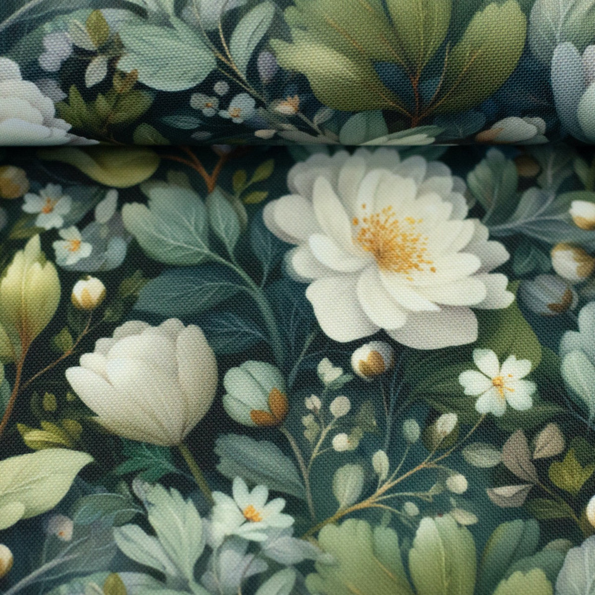 Oxford Stoff Flowing Bloom Swafing Sarah Mariam Blüten dunkelrün