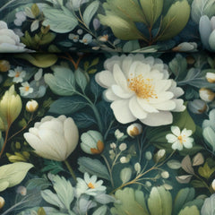 Oxford Stoff Flowing Bloom Swafing Sarah Mariam Blüten dunkelrün