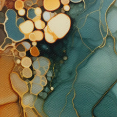 Oxford Stoff Flowing Bloom by Sarah Mariam Swafing - Liquid Marmor petrol