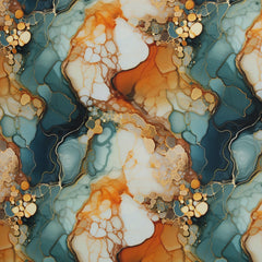 Oxford Stoff Flowing Bloom by Sarah Mariam Swafing - Liquid Marmor petrol