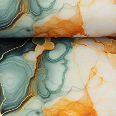 Oxford Stoff Flowing Bloom by Sarah Mariam Swafing - Liquid Marmor petrol