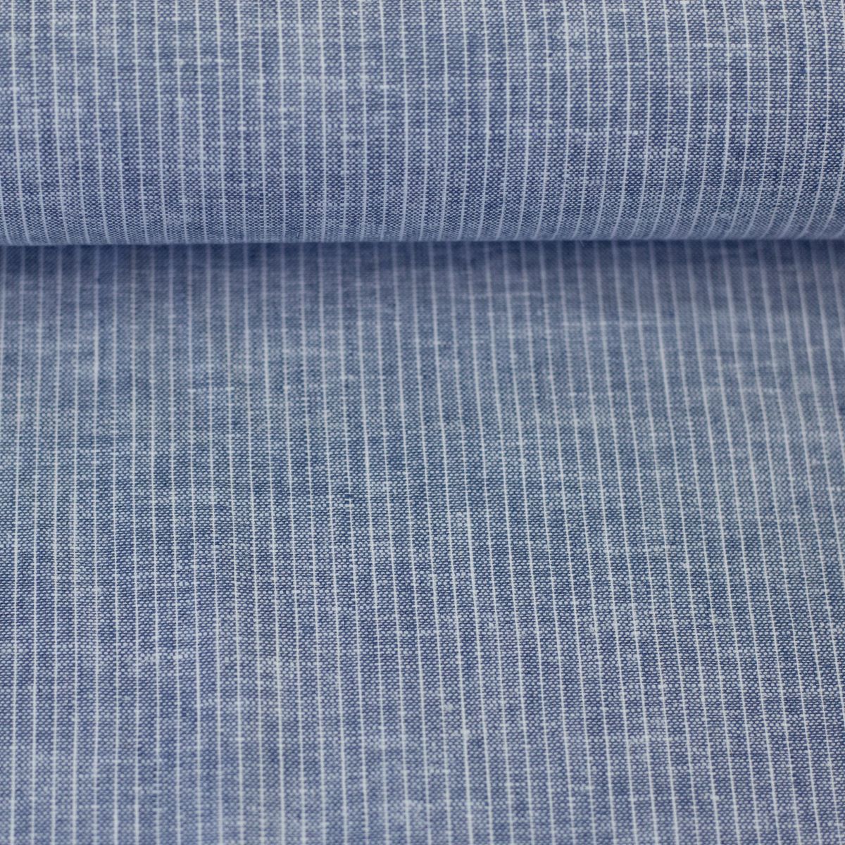 Leinen Baumwoll Mischgewebe Paul Swafing Streifen jeansblau meliert