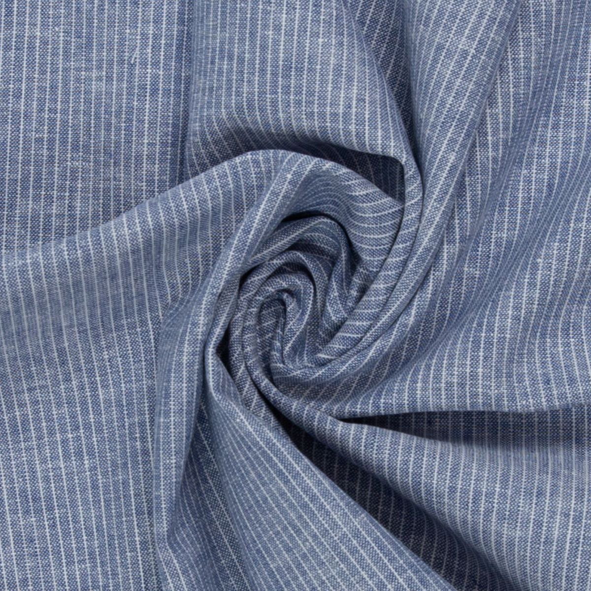 Leinen Baumwoll Mischgewebe Paul Swafing Streifen jeansblau meliert