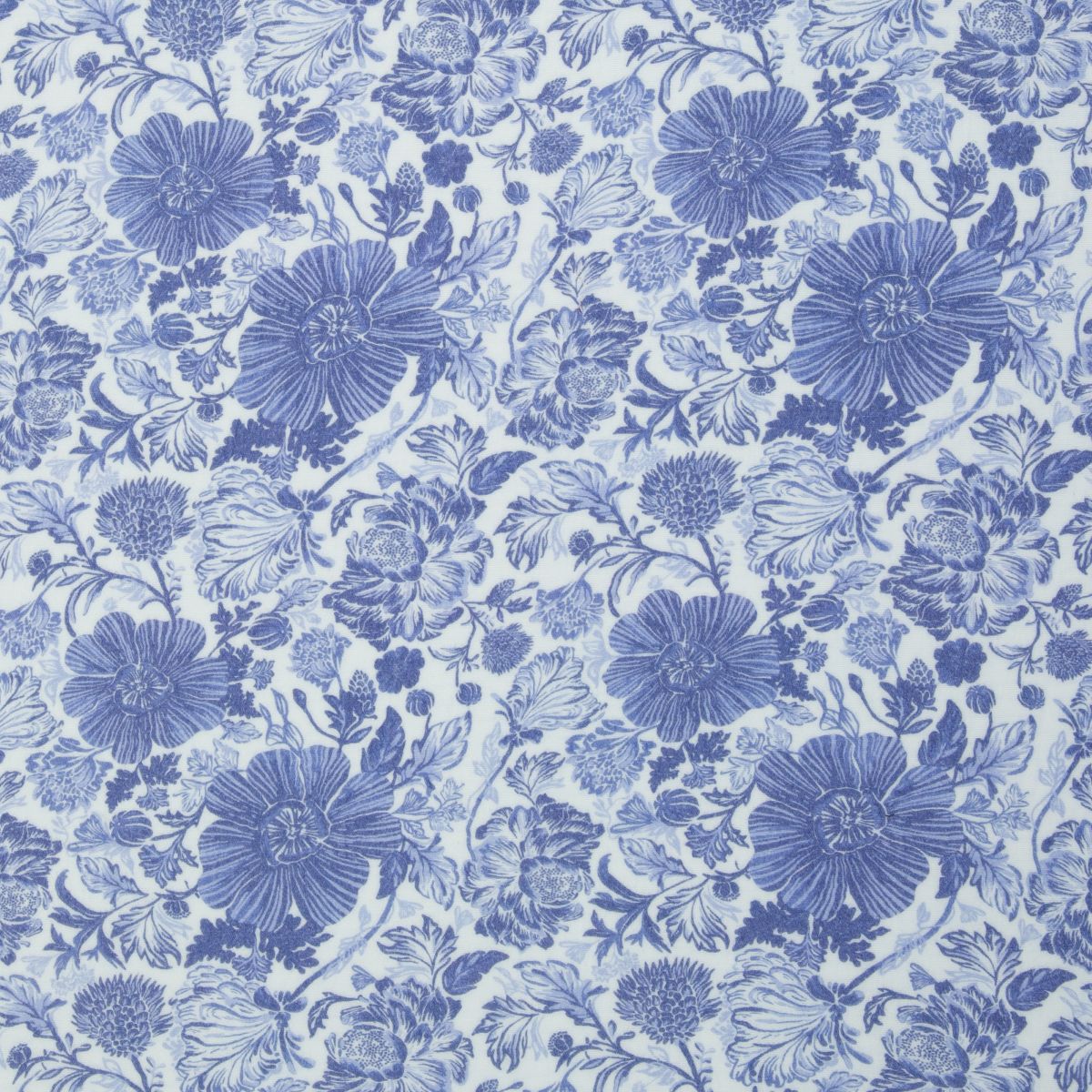 Musselin Blumenmuster Blaudruck Thea Swafing