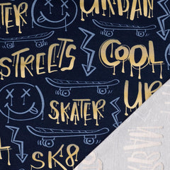 Baumwolljersey Cool Kids Grafitti blau
