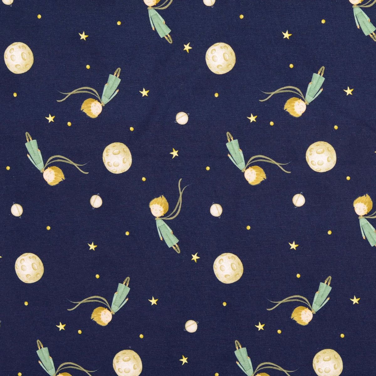 Baumwolljersey Sternen Prinz Weltall marineblau